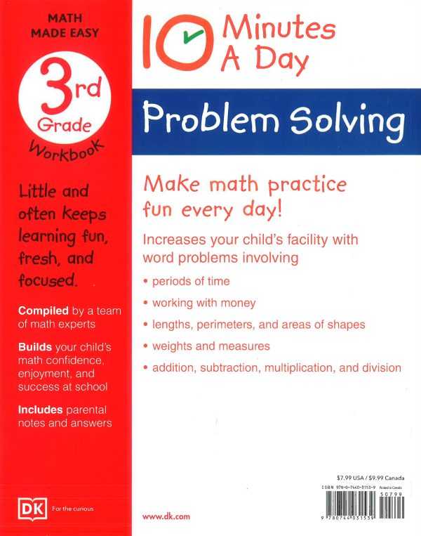 10 Minutes A Day Problem Solving, 3rd Grade Online Sale